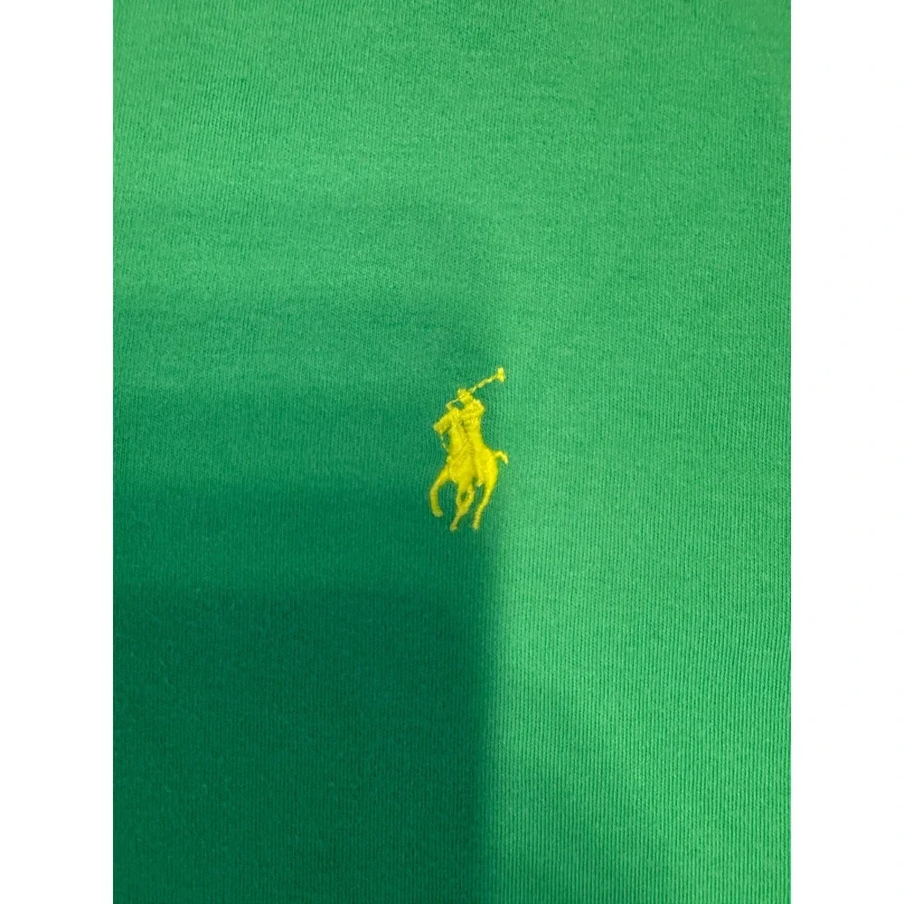 Polo Ralph Lauren Mens Green Cotton Pique Short Sleeve Polo Shirt Yellow Pony L